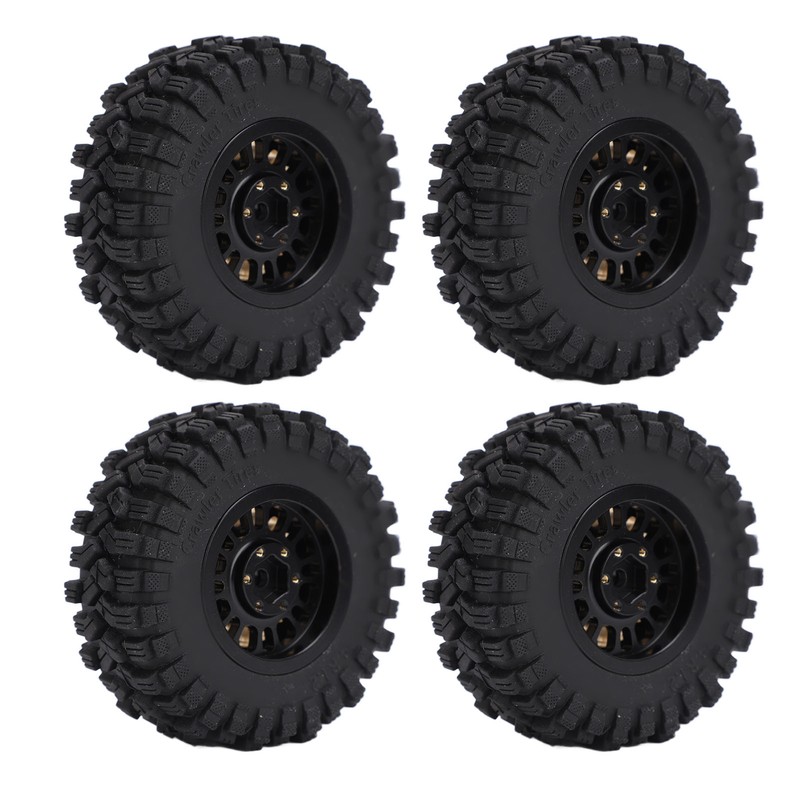 4Pcs Brass Wheel Tire Set 1.2in Hub Replacement for Traxxas