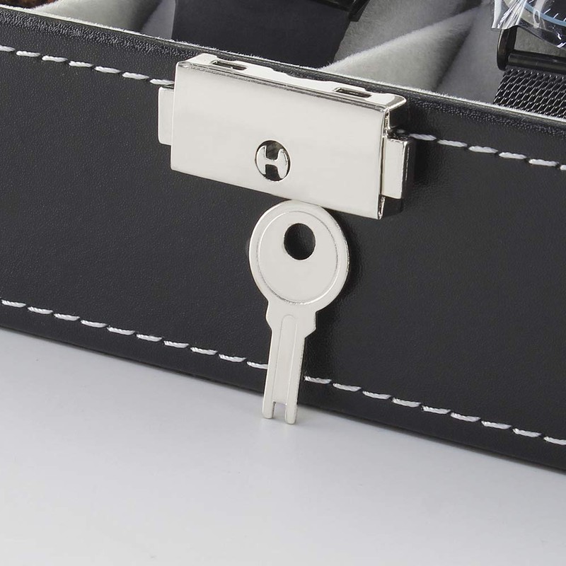 NEX 6 Slot Leather Watch Box Display Case Organizer Glass