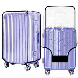 GigabitBest Luggage Cover 24 Inch, Thicker Clear PVC Suitcases Cover Protector, Waterproof, Dustproof, Anti-Scratch Transparent luggage Cover, Large Velcro, Fits 24"-25" Wheeled Suitcases