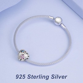 Simphman 925 Sterling Silver Love Heart Charms Dangles for Bracelets and Necklaces, Gift Jewellery for Women, Girls, Family and Friends, Cubic Zirconia