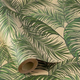 RUSPEPA Tropical Palm Leaf Wrapping Paper Roll, Mini Roll, Green Palm Leaves Kraft Gift Wrap Gift Wrap for Summer Holiday, Birthday, Beach Party, Wedding, Nature-Themed Gifts, 17 Inches x 16.4 Feet