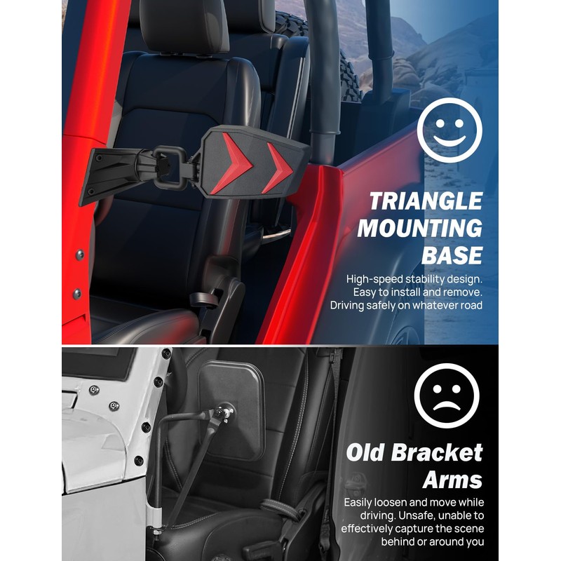 JOYTUTUS Mirrors Doors Off Compatible with 1997-2018 Wrangler TJ JK