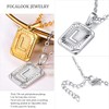 FOCALOOK Initial Necklaces for Women Rectangle Shaped Platinum Plated Silver