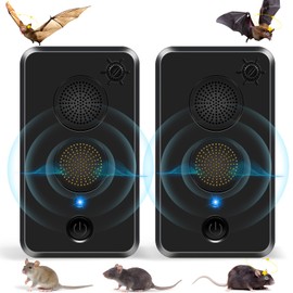 2Pack Ultrasonic Bat Repellent Outdoor for Attic,Bat Deterrent Devices Getting Rid of Bats,Bat Repellent Ultrasonic Indoor to Keep Bats Away from Porch,Rechargeable Bat Repellent Ultrasonic Outdoor