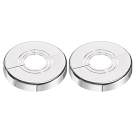 sourcing map Wall Split Flange, 2 Pcs 62x10 mm - Cuttable ABS Round Escutcheon Plate Cover Buckle, Shower Arm Flange for 20/25/33mm(0.8/1.0/1.3 Inch) Water Pipe Faucet Decoration (Silver)