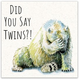 Twizler New Baby Twins Card - Polar Bear - Funny New Baby Twin Boy or Girl Card - Congratulations Newborn