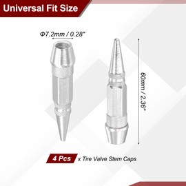 PATIKIL 4 Pcs 60mm Spiked Shape Tire Valve Stem Caps Car Wheel for Car Silver