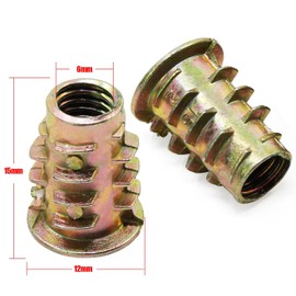 TOP-VIGOR 50Pcs Threaded Insert Nuts for Wood, M6 Insert Hex Socket Nuts, Flanged Hex Socket Screw, Zinc Alloy Threaded Rivet Hex Drive Head Nut for Wood Timber Furniture Carpenter DIY