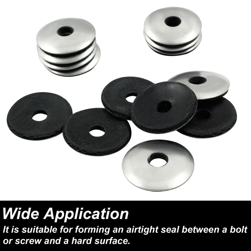 Biaungdo 60 Pcs 1/4" x 1" Neoprene Washers, Stainless Steel