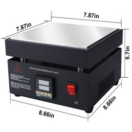 Vevitts 110V 850W LED Digital Electric Hot Plate, 30-400°C Soldering Preheating Station for PCB SMD LED Rework Lab