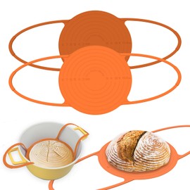 XXSJ Silicone Bread Sling For Dutch Oven: Reusable Baking Mat for Sourdough - Easy Clean Silicone Mat with Handles 2 Pcs (Orange & Brown)