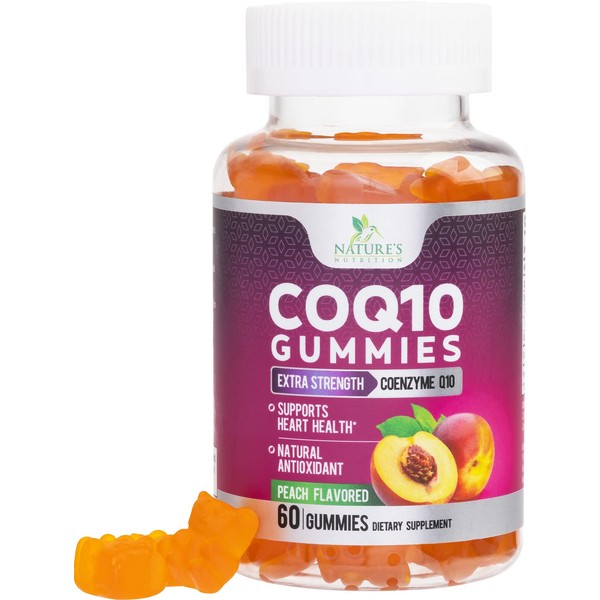CoQ10 Gummies, CoQ10 100 mg Supplement for Heart Health Support & Cellular Energy Production - Gluten Free Vegan & Non-GMO Antioxidant with Max Absorption Coenzyme Q10 Gummy Supplements - 60 Gummies