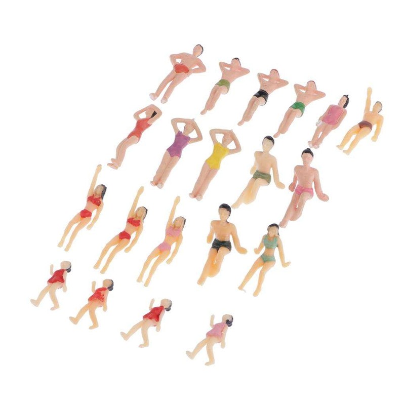 20-Pack 1.4 inch Miniature Beach Swimsuits People Figures Model Train