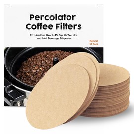 Percolator Coffee Filters - 50 Pcs Disposable Disc Coffee Paper Filter for Hamilton Beach 45 Cup Coffee Urn, Round Natural Paper Filters for Catering Home Party Office