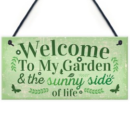 RED OCEAN Welcome To My Garden Plaque Outdoor Shed Summer House Sign Novelty Chic Decor Friendship Gift
