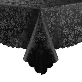 smiry Rectangle Table Cloth, Waterproof Heavy Duty Vinyl Tablecloths, Wipeable Washable Table Cover for Kitchen and Dining Room (Black, 60" X 84")