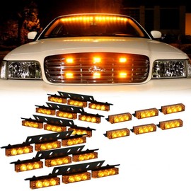 Ranzek Emergency Strobe Flashing Light, Car Warning Light, 3 Flashing Modes, 54 LED High Brightness, 6 PCS Set (Yellow)