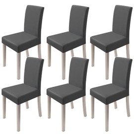 Set of 6 Dining Room Chair Covers, Stretch Removable Washable Dining Chair Protector, Spandex seat Covers for Hotel, Restaurant, Wedding, Dining Room, Banquet, Ceremony, Kitchen, Party (Dark Grey)