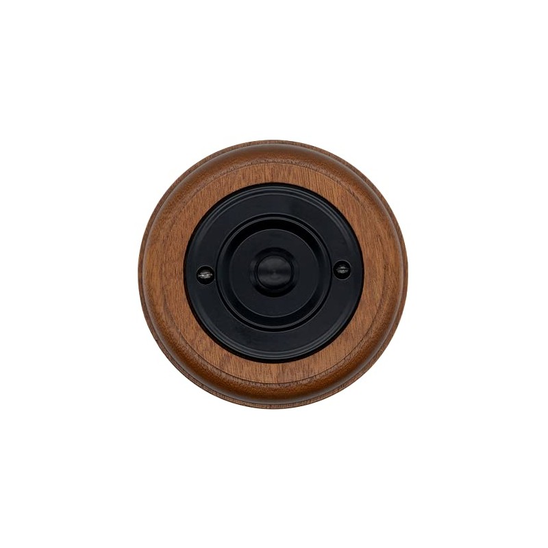 Modern Living Round Wireless Doorbell in Mahogany and Black -