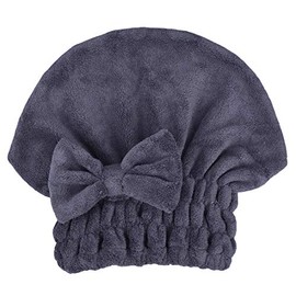 Microfibre Hair Drying Towel Cap Pack of 3 Super Absorbent Quick Drying Hair Turban Wrap for Women Girls Hair (Dark Grey, 1)