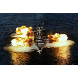 History Galore 24"x36" Gallery Poster, USS New Jersey (BB-62) Firing its Nine 16-inch 50 Caliber Guns