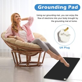 Grounding Mat - 12"x39"Earthing Mat, Grounding Well Mat for Improve Sleep & Balance, Reduce Anxiety and Inflammation, Earth Mat Grounding Pad with 15ft Cord & UK Adapter