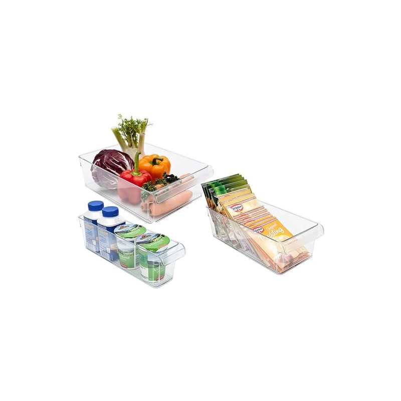 Rotho loft 3-piece fridge organiser, transparent, plastic, 45 x 35