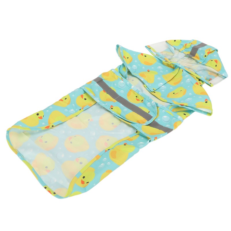 Pet Rain Jacket Duckling Pattern Waterproof Reflective Adjustable 4 Legs