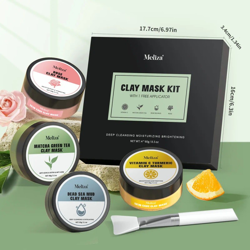 4pcs Mascarillas Arcilla Cuidado Piel, Limpieza, Exfoliación