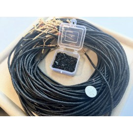 3 Strands 36” African Jet Vinyl Heishi Beads 3mm X  .5mm