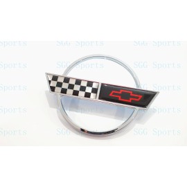 AUTO 1PC 1984-1996 C4 Corvette Chrome Rear Gas Lid Only Cross Flags Emblem