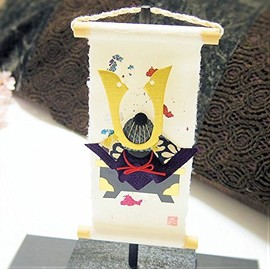 [Washi Crepe crafted Japanese Decor] Mini Wall Scroll Seasonal Spelling Helmet