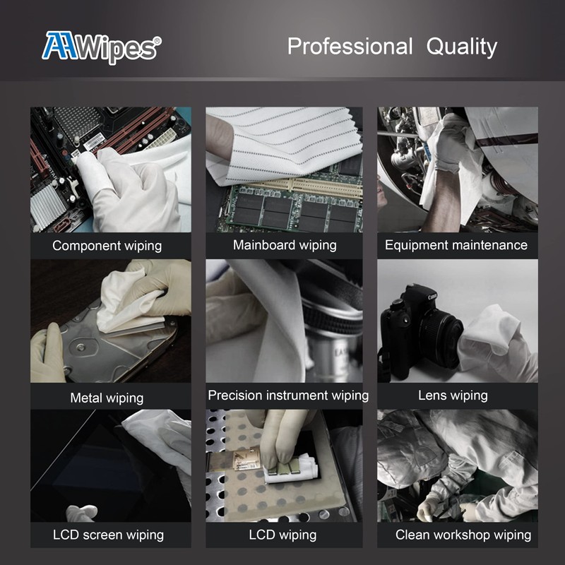 AAWipes Anti-Static Electrostatic Discharge (ESD) Wipes (12"x12",100pcs, Polyester Wiper Cloths