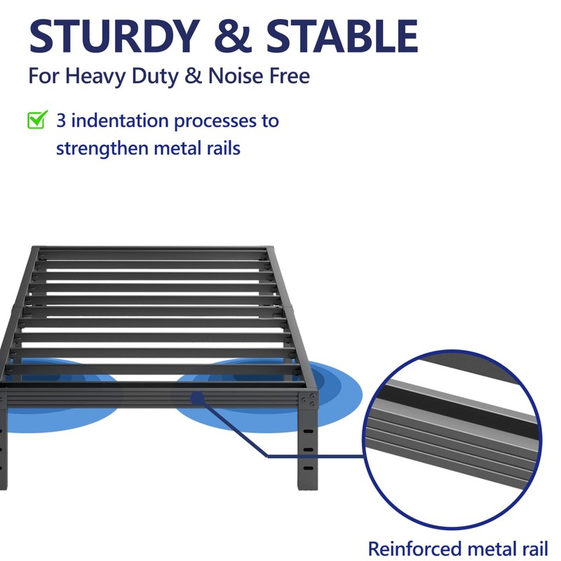 Furnitui 16 Inch High Metal Twin XL Bed Frames, Platform