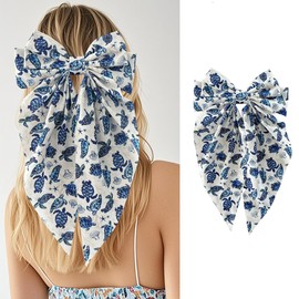 Sea Turtles Hair Bows Clips for Women, Beach Blue Hair Bows Long Ribbon Hairpin Ponytail Holder Hair Accessories Ocean Hair Barrettes Sea Turtles Hair Clips Large Bowknot Hairpins French Hair Decor