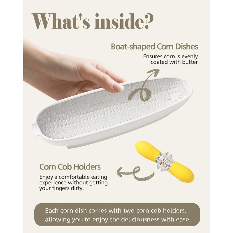 Ceramic Corn Cob Holders, 9" Corn on the Cob Dishes