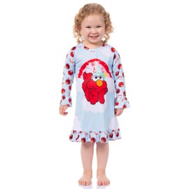 INTIMO Sesame Street Girls' Sweet Dreams Elmo Rainbow Sleep Pajama Dress Nightgown (2T)