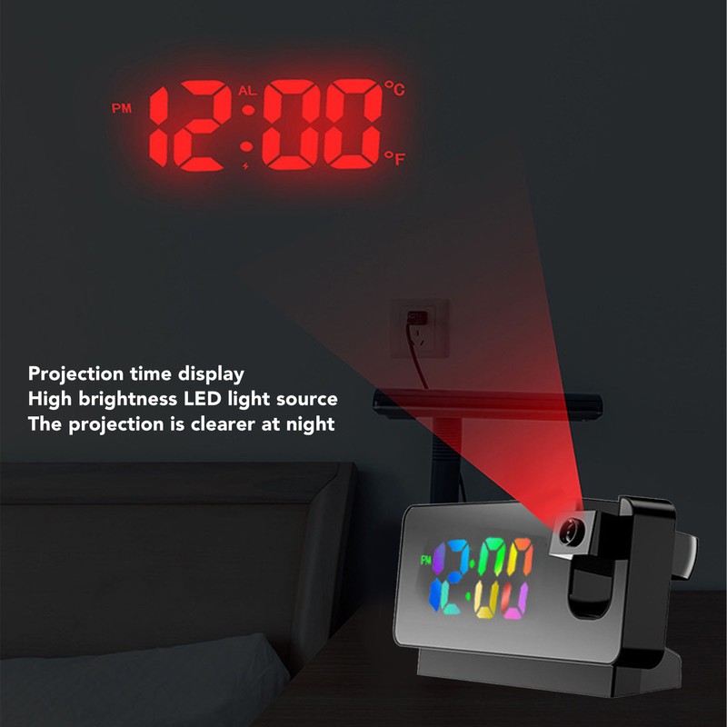 Digital Alarm Clock Temperature Display Calendar Snooze Mute Voice Activated