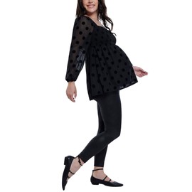 Motherhood Maternity Women's Long Sleeve Smocked Babydoll Top, Black
