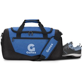 Gonex Gym Duffel Bag with Shoe Compartment Wet Pocket, Large Capacity Sports Duffle Bag for Men Women, Workout & Travel Bag with Multiple Pockets, Black/Blue, Small (30L)
