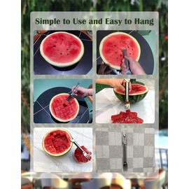 WNJLXLGDGO 2-in-1 Stainless Steel Watermelon Slicer Fork, Kitchen Fruit Cutter Tool for Camping and Family Gatherings,Silver watermelon fork slicer cutter,Melon Cutter,Fruit Slicer