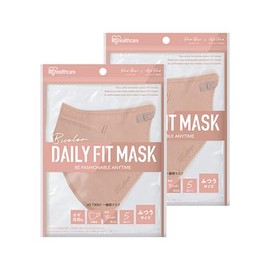 Iris Ohyama RK-F5SUA Mask, Non-Woven Bi-Color, Two-Tone Mask, DAILY FIT MASK, Regular Size, 5-Piece Set, Pink Beige x Ash Pink
