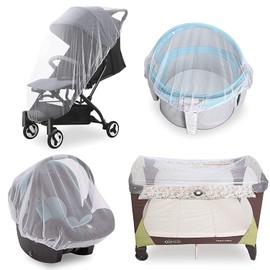 ROROUP Baby Mosquito Net for Stroller, 1 Pack 150cm Durable Baby Stroller Mosquito Net, Perfect Bug Net for Stroller, Bassinets, Cradles, Playard and Portable Mini Crib (White)