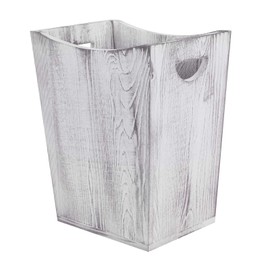 LIANTRAL Wood Trash Can, Rustic Farmhouse Style Wastebasket Bin for Bathroom, Office, Bedroom, Living Room(Rustic Gray)