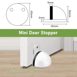 KOLAKO Magnetic Door Stops, White Door Stoppers, Self Adhesive No Drill Brushed Stainless Floor Wall Mount Magnet Door Holder Catch Wall Protector, Magnetic Door Stops for Bottom of Door, 4 Pack