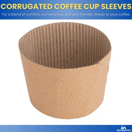 1InTheOffice Corrugated Coffee Cup Sleeves For 10oz 12oz 16 oz (50 Pack)