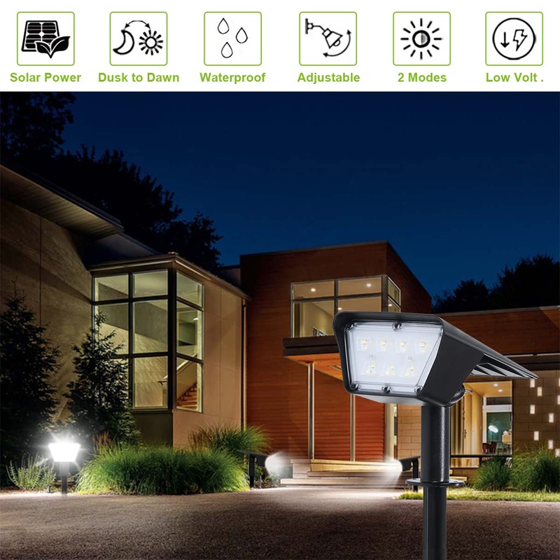 EMANER Landscape Lights Outdoor Solar Powered, 2-Pack 80W Equivalent, Dusk