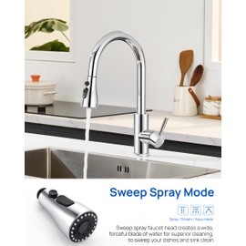 J-HVA Pull Down Kitchen Faucet Sprayer Head Replacement Part, 3 Function kitchen Sink Faucet Replacement Nozzle, Kitchen Faucet Head Hose Spray Tap Spout, Chrome (15 Connectors)