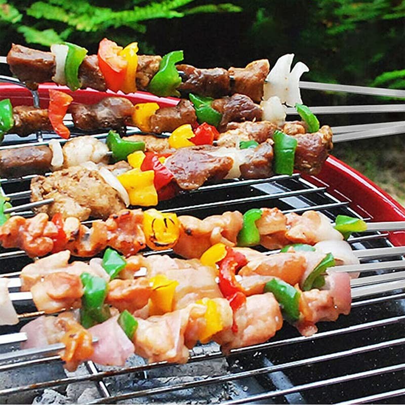 20/100/200/300/500 PCS Stainless Steel Barbecue Metal Skewers Flat Needle BBQ