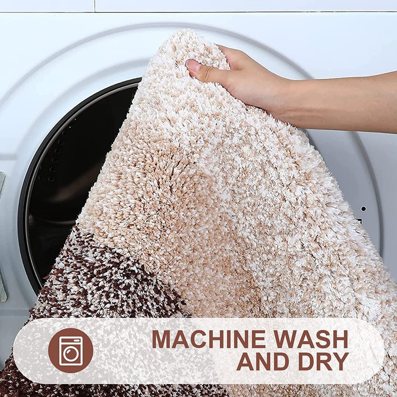 smiry Microfiber U-Shape Toilet Mat, Non-Slip Shaggy Soft Pedestal Mat